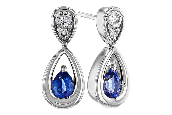 A329-66677: EARRINGS .42 SAPPHIRE .54 TGW (4x3 SAPP)