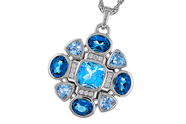 F329-66640: NECKLACE 3.19 TW BLUE TOPAZ 3.25 TGW