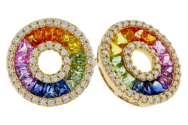 G329-66667: EARRINGS 2.10 MULTI-COLOR SAPP 2.37 TGW